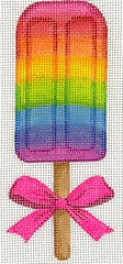 Kate Dickerson Needlepoint Collections Mini Sweet Treat Rainbow Popsicle with Hot Pink Bow Needlepoint Canvas