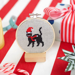 Cotton Clara Christmas Cat Beginner Cross Stitch Kit