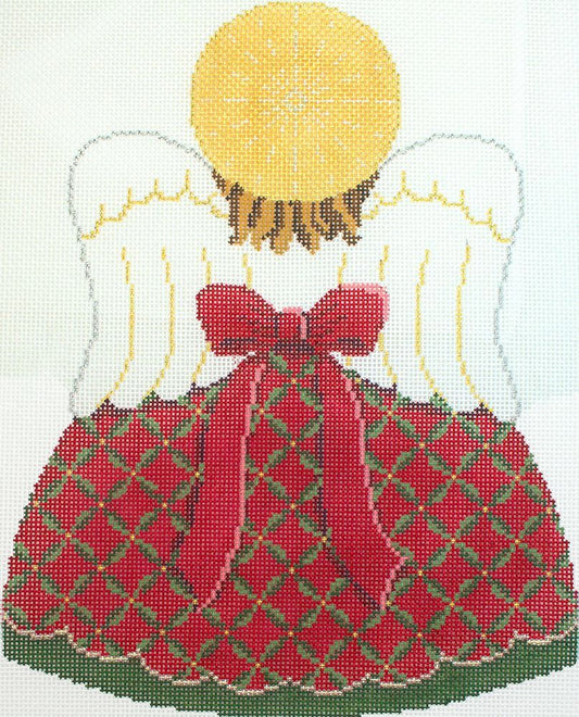 Susan Roberts Needlepoint Red and Green Star Angel Back Tree Topper Needlepoint Canvas