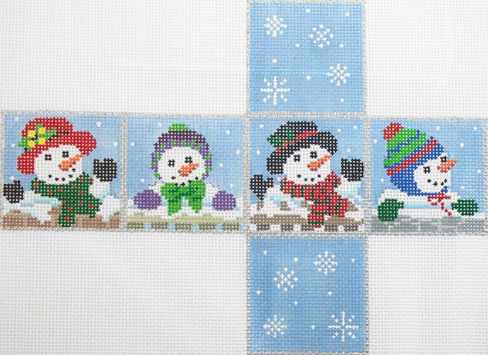 Susan Roberts Needlepoint Snow Family, cube ornament #18 Needlepoint Canvas