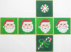 Susan Roberts Needlepoint Santa Beards, cube ornament #18 Needlepoint Canvas