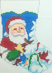 Susan Roberts Needlepoint Bird Tree Santa Mini Stocking Needlepoint Canvas