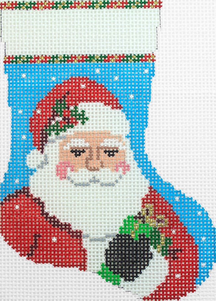 Susan Roberts Needlepoint Santa With Gift Mini Stocking Needlepoint Canvas