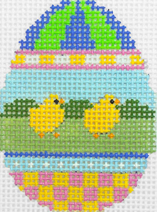 Susan Roberts Needlepoint Chicks Duo Oval Egg Needlepoint Canvas