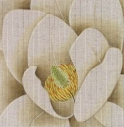 Fleur de Paris Corp White Magnolia Needlepoint Canvas