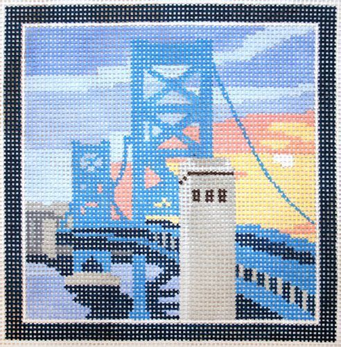 Rittenhouse Needlepoint Ben Franklin Bridge Sunrise 13m Needlepoint Canvas