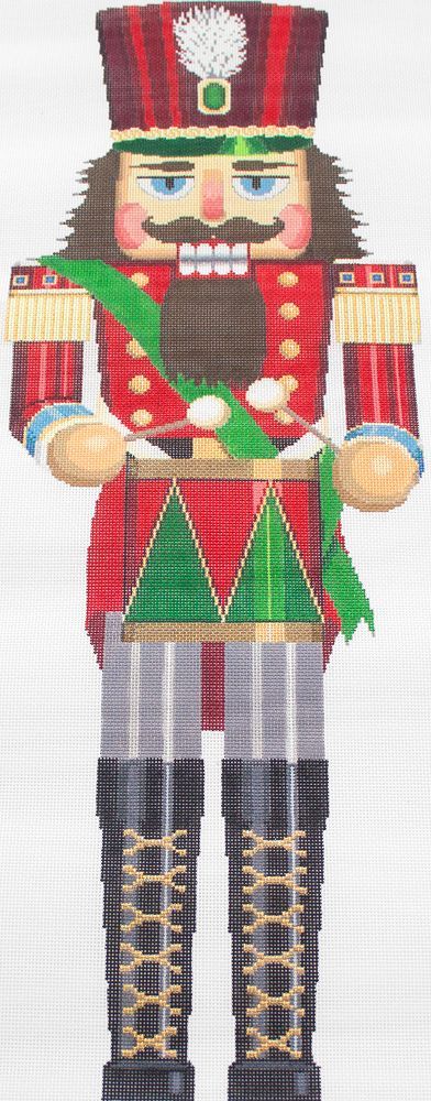 Susan Roberts Needlepoint Red Drummer Nutcracker 30" Stand Up Needlepoint Canvas