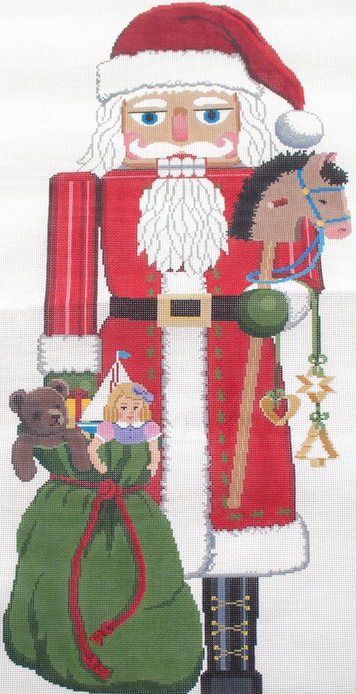 Susan Roberts Needlepoint Santa With Toy Bag Nutcracker 30" Stand Up Needlepoint Canvas