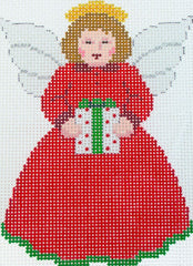 Susan Roberts Needlepoint Girl Angel With Present Needlepoint Canvas