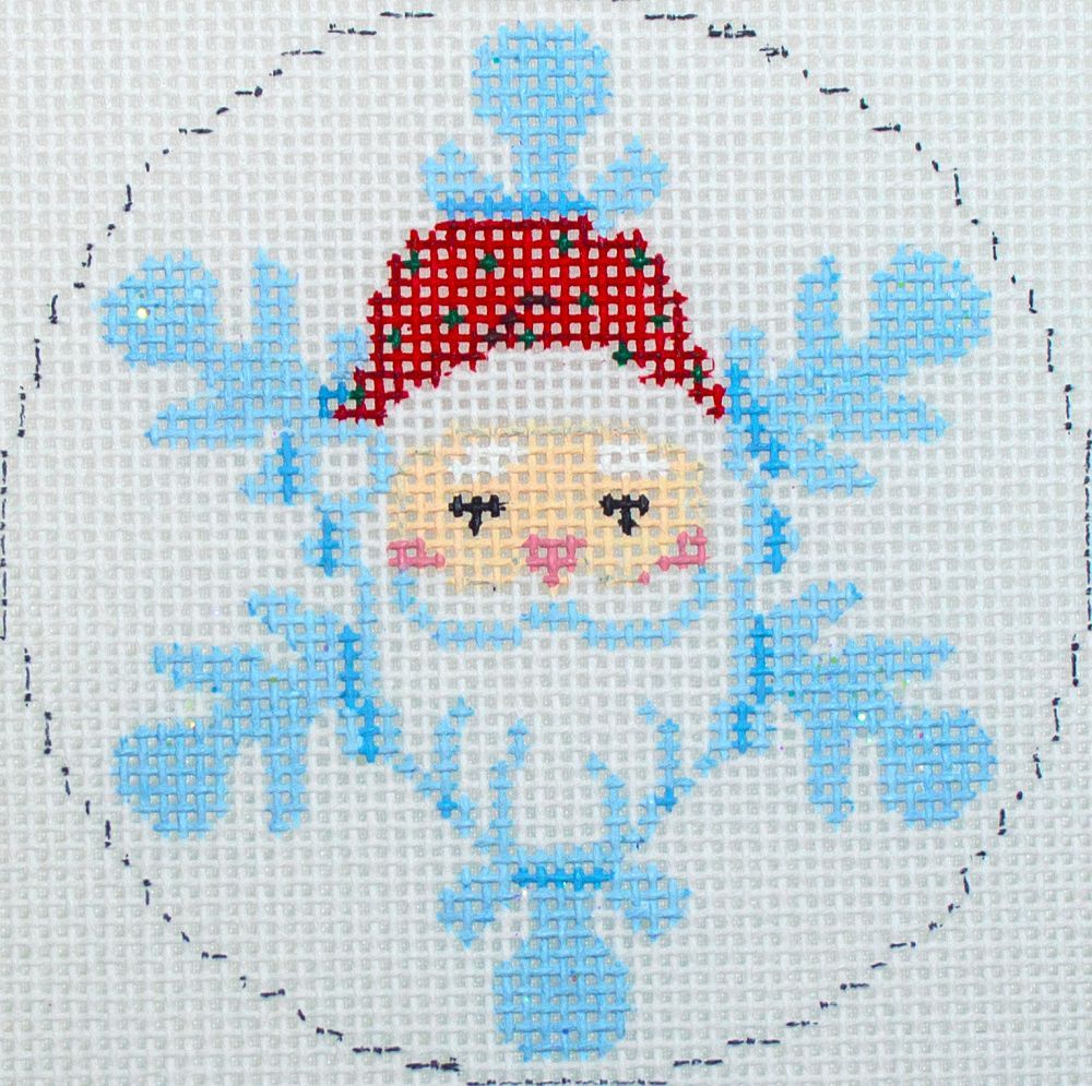 Susan Roberts Needlepoint Santa Face Snowflake Ornament Needlepoint Canvas