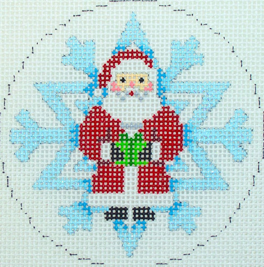 Susan Roberts Needlepoint Santa Snowflake Ornament Needlepoint Canvas