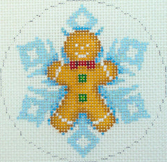 Susan Roberts Needlepoint Gingerbread Boy Snowflake Ornament Needlepoint Canvas