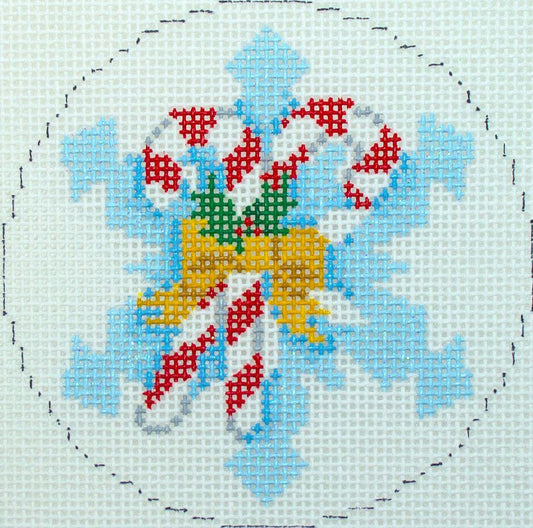 Susan Roberts Needlepoint Candy Canes Snowflake Ornament Needlepoint Canvas