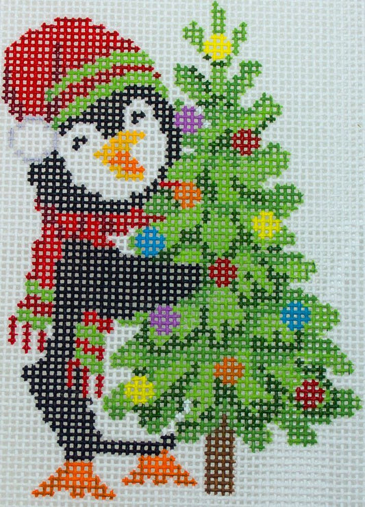 Susan Roberts Needlepoint Penguin with Tree Needlepoint Canvas