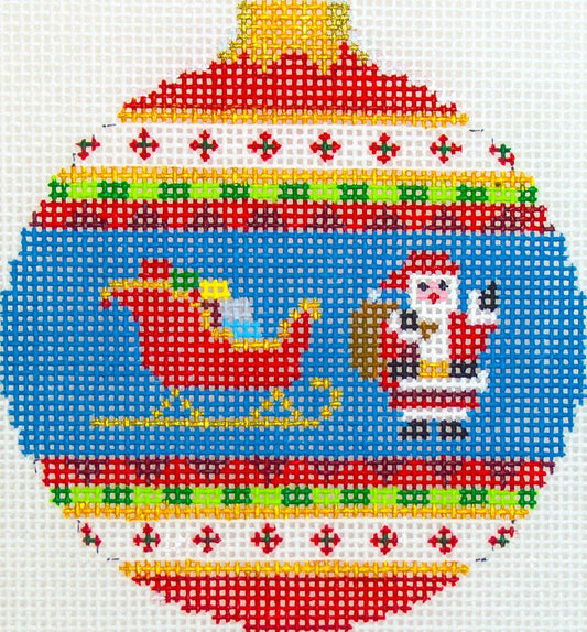 Susan Roberts Needlepoint Santa Sleigh Ornament Needlepoint Canvas