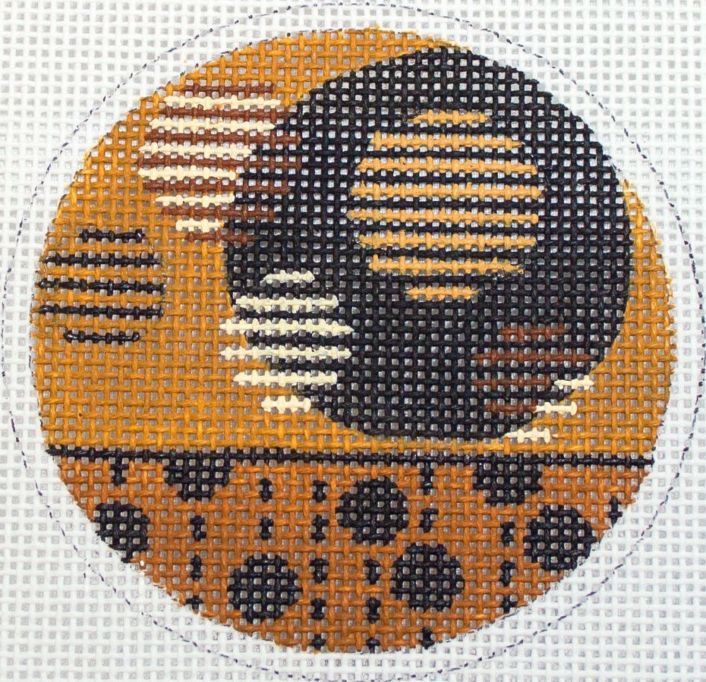 Mindy's Needlepoint Factory Dot Pattern Small Round Needlepoint Canvas