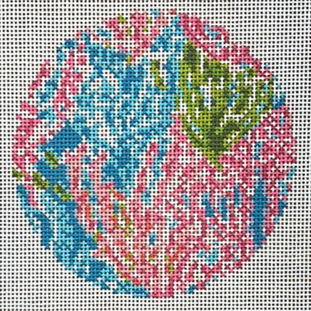 The Gingham Stitchery Krissy Johnson Designs Party Coral Needlepoint Canvas
