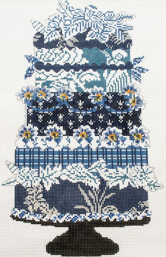 Cooper Oaks Design Blue/White Cake Needlepoint Canvas