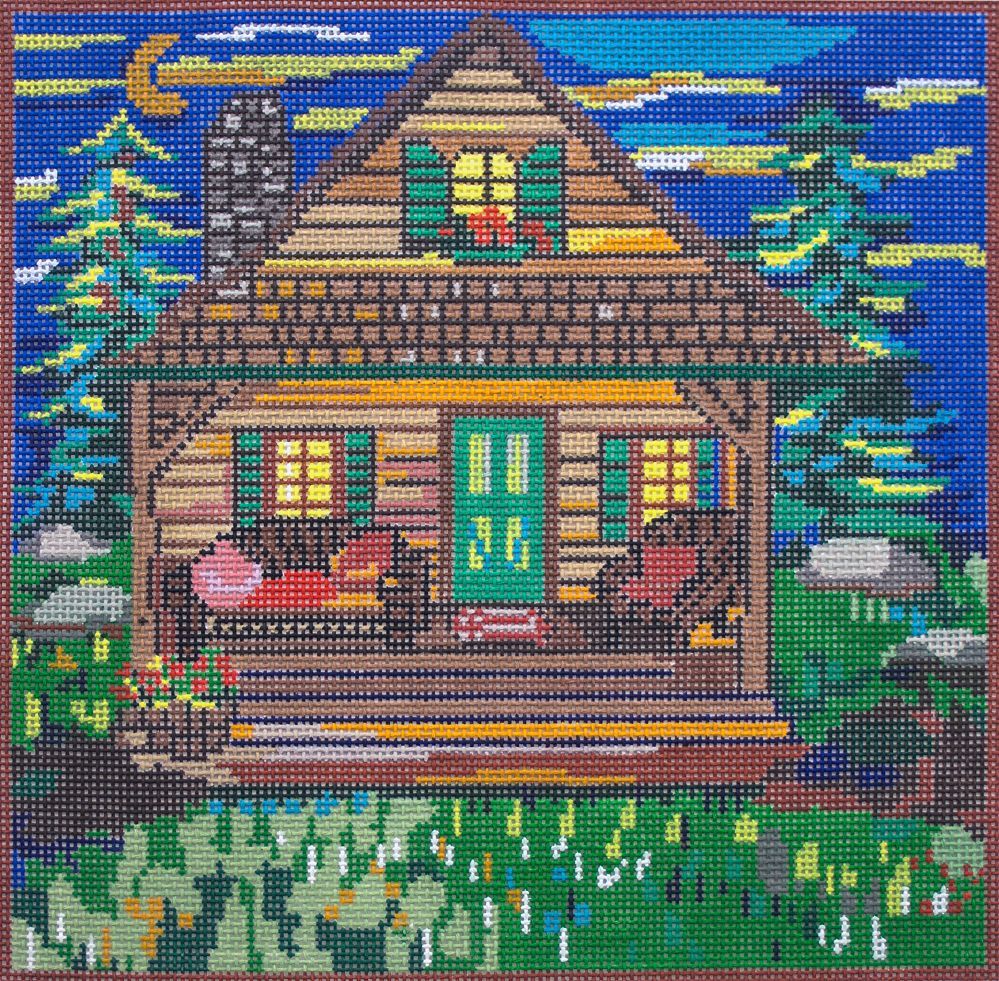 Cooper Oaks Design Cabin Needlepoint Canvas