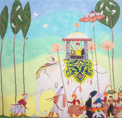 The Meredith Collection Indian Elephant Parade Needlepoint Canvas