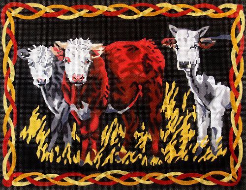 Barbara Russell Three Cows Needlepoint Canvas