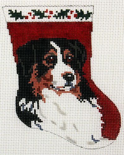 Barbara Russell Bernese Mountain Dog Sock Ornament Needlepoint Canvas