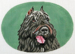 Barbara Russell Bouvier des Flandres Oval Needlepoint Canvas