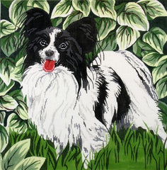 Barbara Russell Papillon Dog Needlepoint Canvas