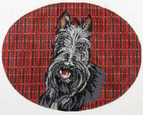 Barbara Russell Scottie Dog Oval Needlepoint Canvas