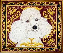 Barbara Russell White Poodle Dog Needlepoint Canvas
