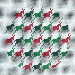 The Gingham Stitchery Kate Woodward Reindeer Tooth Round Needlepoint Canvas