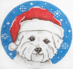 Pepperberry Designs Bichon Santa Needlepoint Canvas