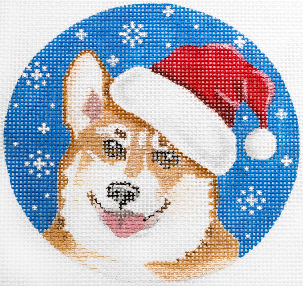 Pepperberry Designs Corgi Santa Needlepoint Canvas