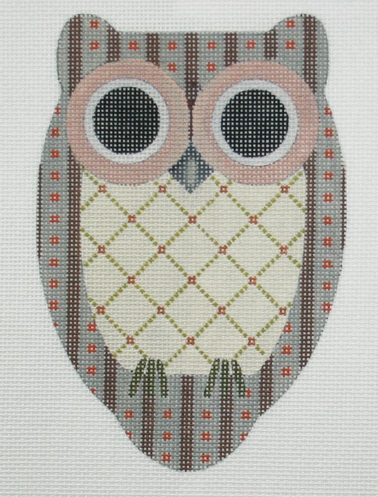 Melissa Shirley Designs Diamond Breasted Tweedy Owl Needlepoint Canvas
