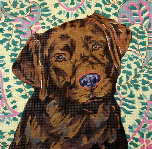 Barbara Russell Chocolate Lab Dog Needlepoint Canvas