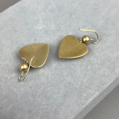 Vintage 1970s Large 14k Gold Puffy Heart Drop Earring