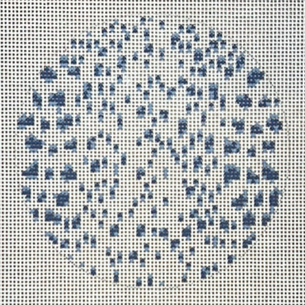 The Gingham Stitchery Kate Woodward French Dots Round Navy Needlepoint Canvas