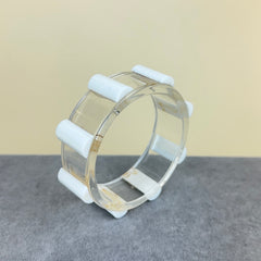Vintage Clear and White Lucite Bangle Bracelet