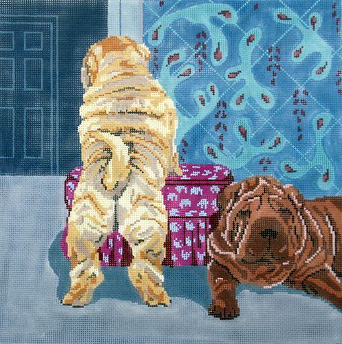 Barbara Russell Chinese Shar-Peis Needlepoint Canvas