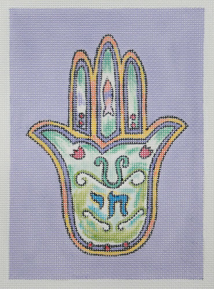PLD Designs Marcia Steinbock Hamsa - L'Chaim Needlepoint Canvas