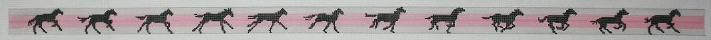 Barbara Russell Galloping Horse Belt - Pink Needlepoint Canvas