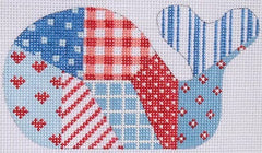 Kate Dickerson Needlepoint Collections Mini Whale Patchwork Red White and Blue Needlepoint Canvas