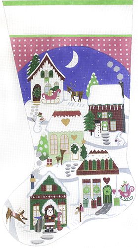 Melissa Shirley Designs Christmas Village Stocking Needlepoint Canvas