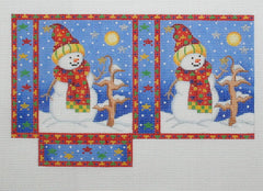 Kirk & Bradley Snowman Scene Tote Bag Needlepoint Canvas