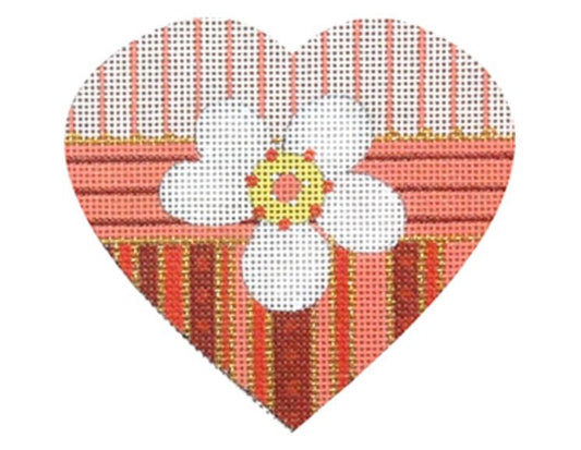 Melissa Shirley Designs Striped Heart browns Needlepoint Canvas