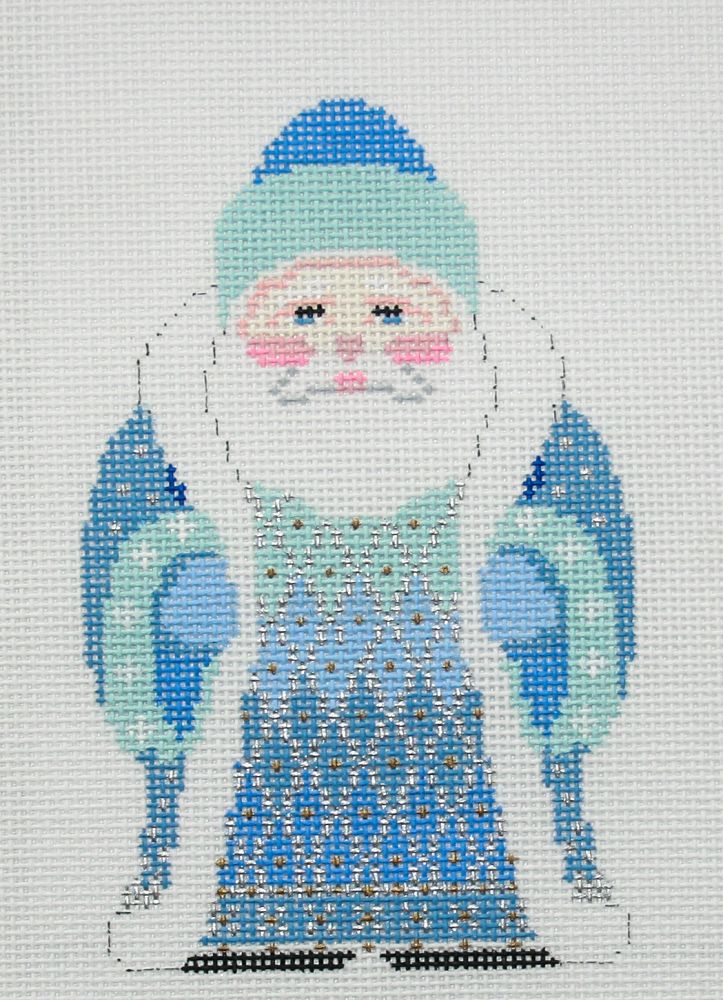 Susan Roberts Needlepoint Blue Coat Santa Single Needlepoint Canvas