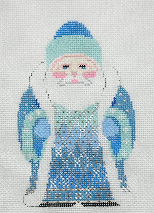 Susan Roberts Needlepoint Blue Coat Santa Single Needlepoint Canvas