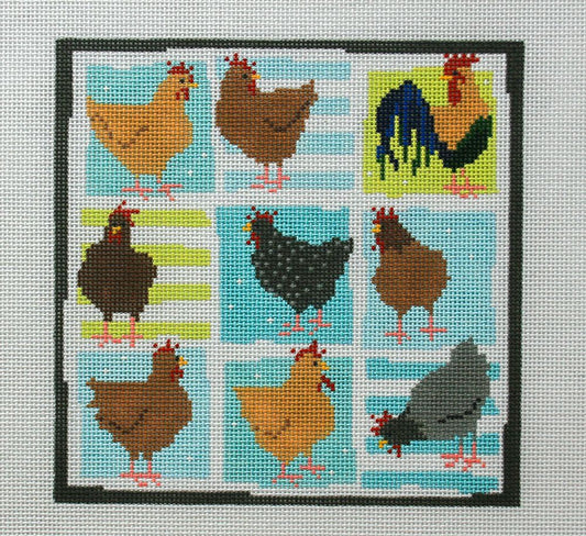 Pippin Studio 8 Hens & a Friend Needlepoint Canvas