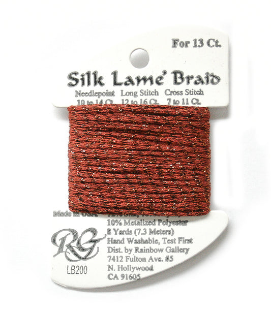 Rainbow Gallery Silk Lame Braid 13 - 200 Burnt Brick