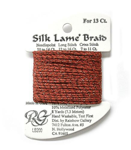 Rainbow Gallery Silk Lame Braid 13 - 200 Burnt Brick